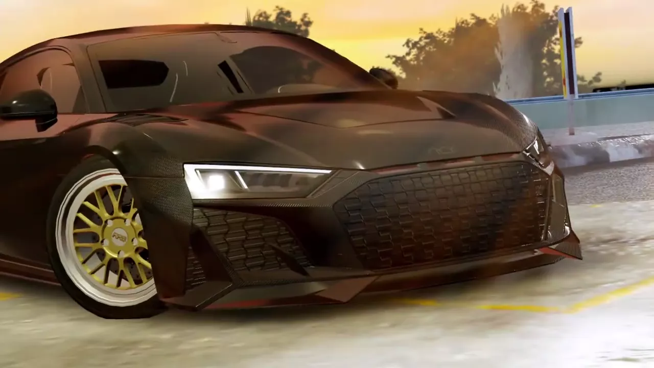 Close-up of a black sports car front end in Ghost Driver